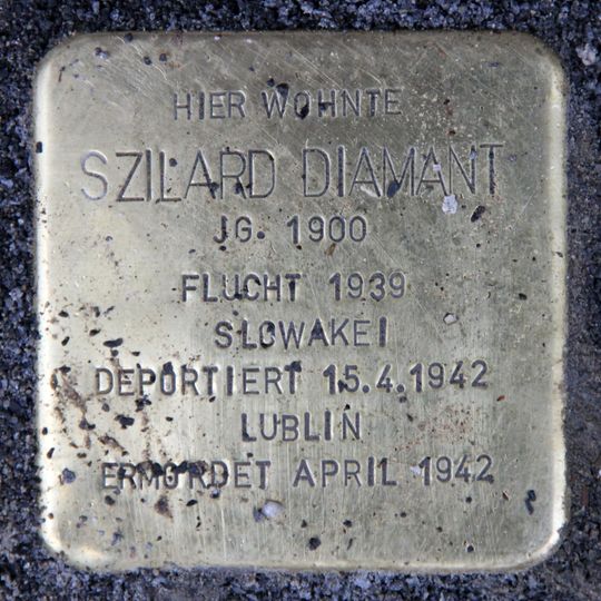 Stolperstein dedicated to Szilard Diamant