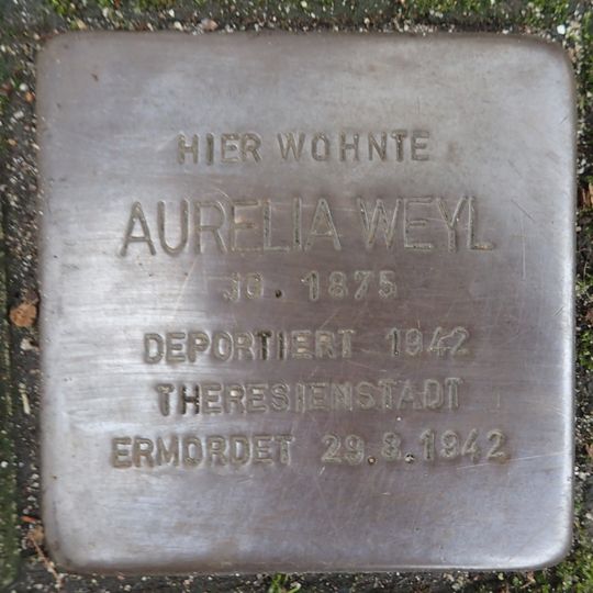 Stolperstein dedicated to Aurelia Weyl