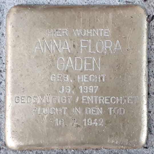 Stolperstein en memoria de Anna Flora Gaden