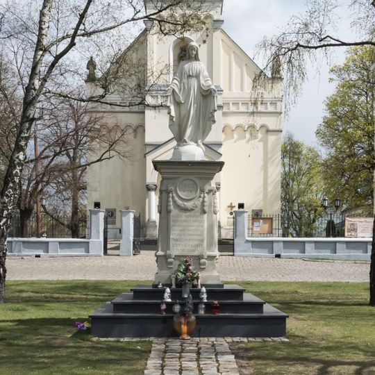 Our Lady Help of Christians statue in front of the Saint Catherine of Alexandria church in Warsaw