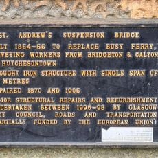 Commemorative plaque to St. Andrew's Suspension Bridge