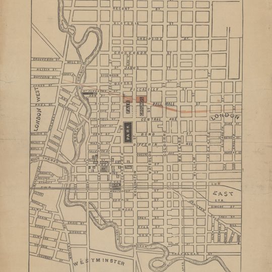 Proposed Route of the West Ontario Pacific Railroad through the City of London