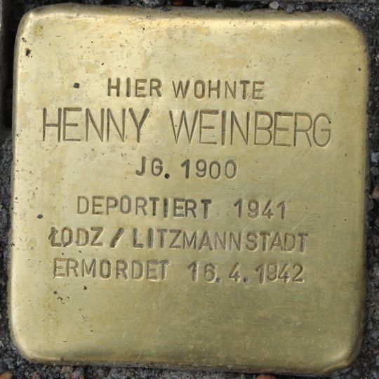 Stolperstein dedicated to Henny Weinberg