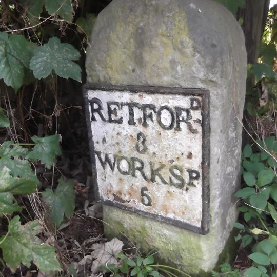Milestone, Retford Road, Ranby, by Ranby House Lodge