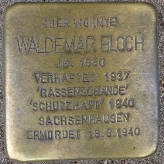 Stolperstein dedicated to Waldemar Bloch