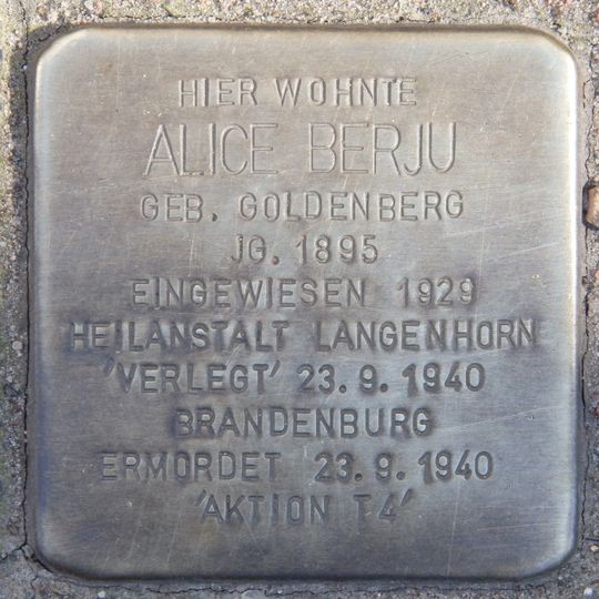 Stolperstein dedicated to Alice Berju