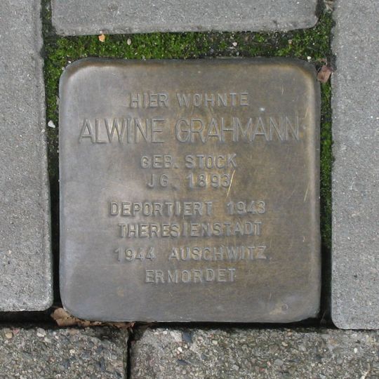 Stolperstein dedicated to Alwine Grahmann