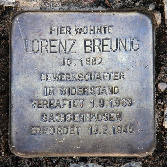 Stolperstein dedicated to Lorenz Breunig
