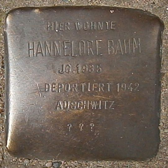 Stolperstein en memoria de Hannelore Baum