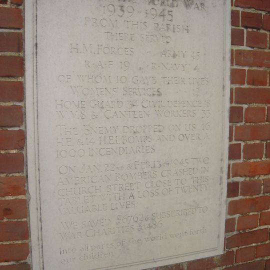 Old Catton WWII Memorial Tablet