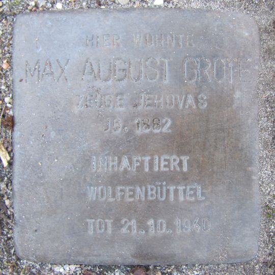 Stolperstein à la mémoire de Max August Grote