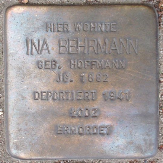 Stolperstein dedicated to Ina Behrmann