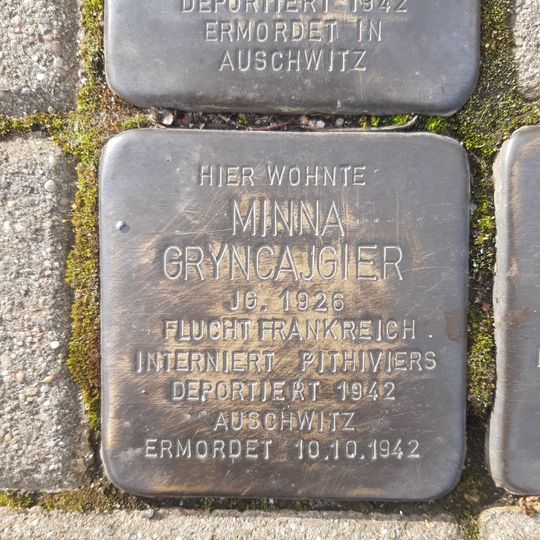 Stolperstein en memoria de Minna Gryncajgier