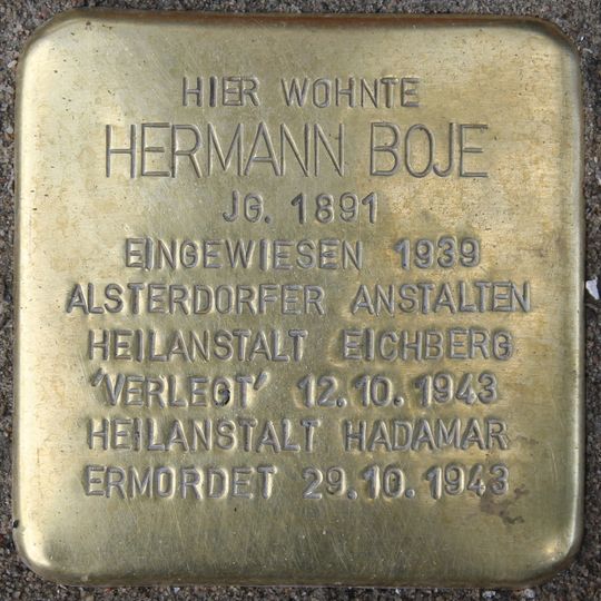 Stolperstein en memoria de Hermann Boje