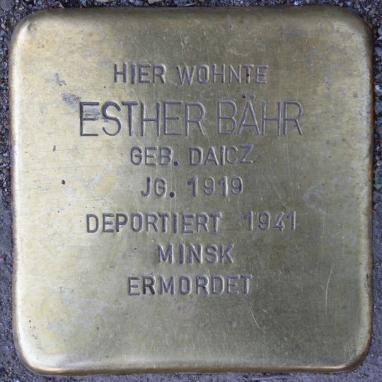 Stolperstein à la mémoire d’Esther Bähr