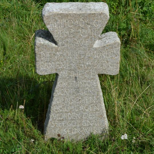 Smírčí kříž u zámečku Lichtenwald na vrchu Bradáčov