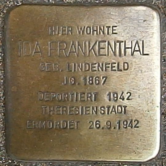 Stolperstein dedicated to Ida Frankenthal