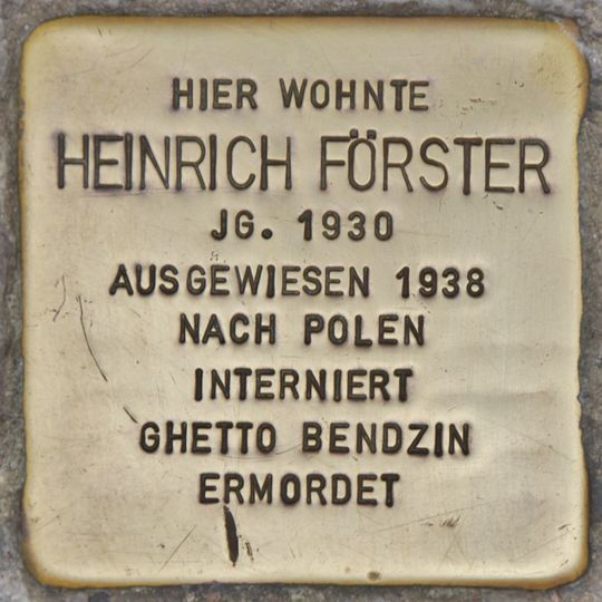Stolperstein dedicated to Heinrich Förster
