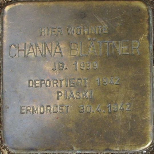 Stolperstein dedicated to Channa Blättner