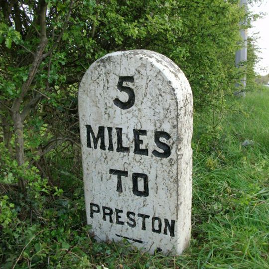 Milestone, W of Samlesbury Hall