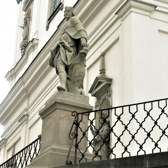 Socha svatého Václava na nároží rampy okolo kostela svatého Michala v Brně