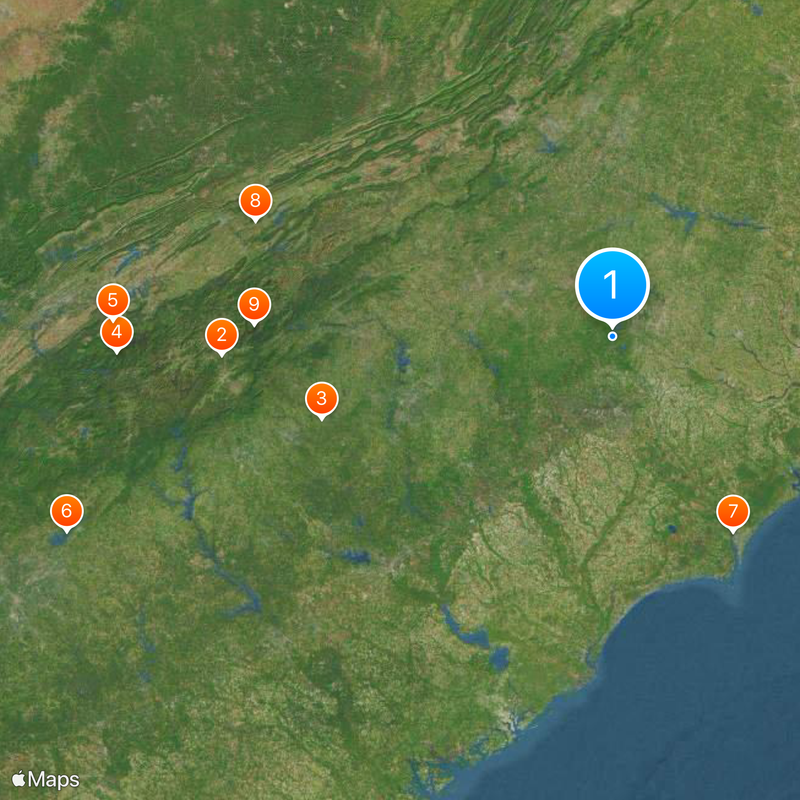 North Carolina Kaart