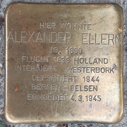 Stolperstein dedicated to Alexander Ellern