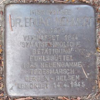 Stolperstein dedicated to Bruno Nehmert