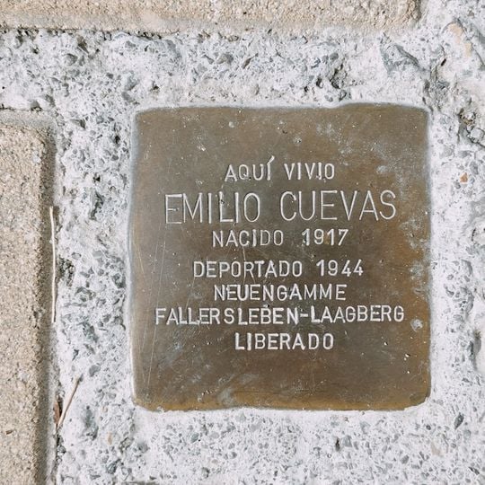 Stolperstein dedicated to Emilio Cuevas Alonso