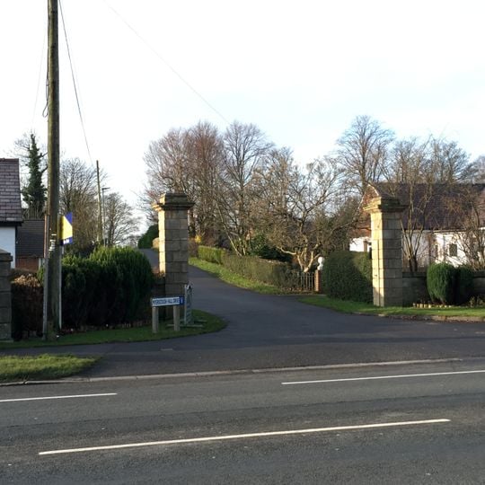 2 Pairs Of Piers With Linking Walls At Entrance To Drive To Myerscough Hall