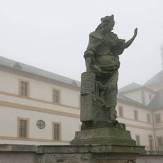 Statue of the allegory of Pile on the terrace of the hospital in Kuks
