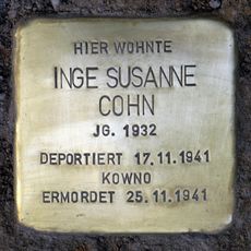 Stolperstein en memoria de Inge Susanne Cohn