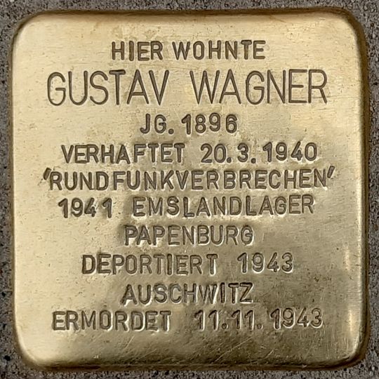 Stolperstein em memória de Gustav Wagner