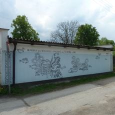 Flood level mural in Karlštejn