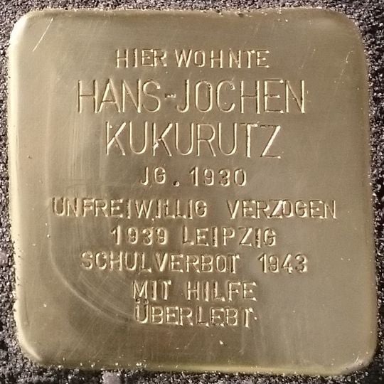 Stolperstein dedicated to Hans-Jochen Kukurutz