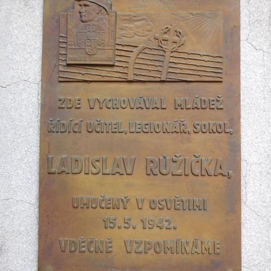 Ladislav Růžička memorial plaque