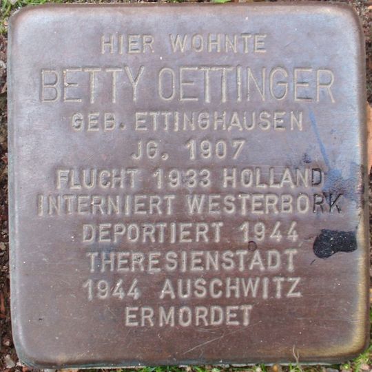Stolperstein dedicated to Betty Oettinger