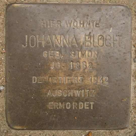Stolperstein dedicated to Johanna Bloch