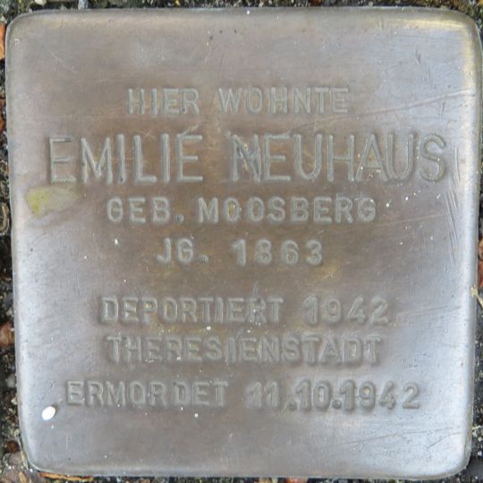 Stolperstein dedicated to Emilie Neuhaus