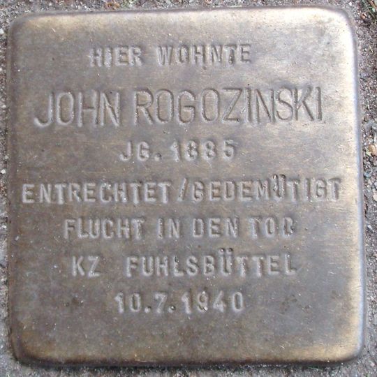 Stolperstein dedicated to John Rogozinski