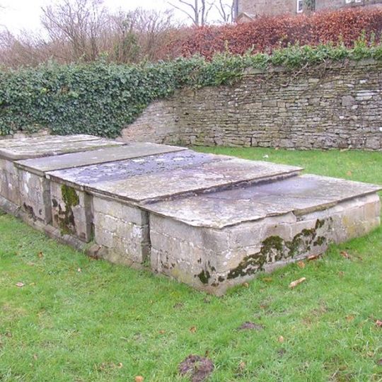 Five attached chest tombs to the Myers family 30 metres to the northeast of the Friends Meeting House