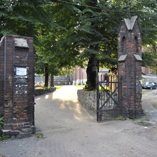 Saint John the Baptist cemeteries fence with gate in Zabrze