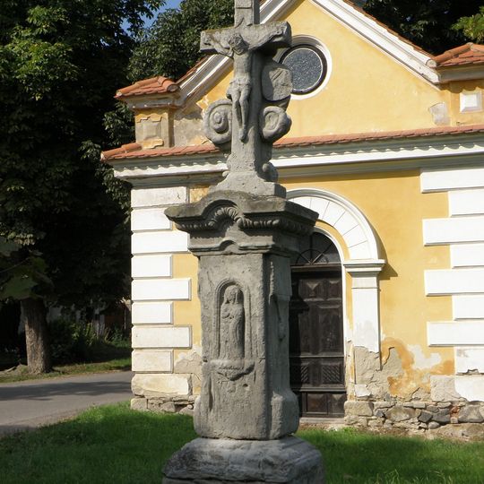 Crucifix in front of the chapel in Židovice