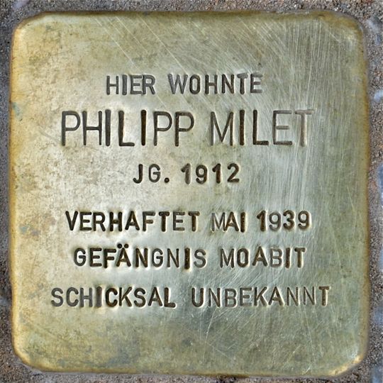Stolperstein en memoria de Philipp Milet