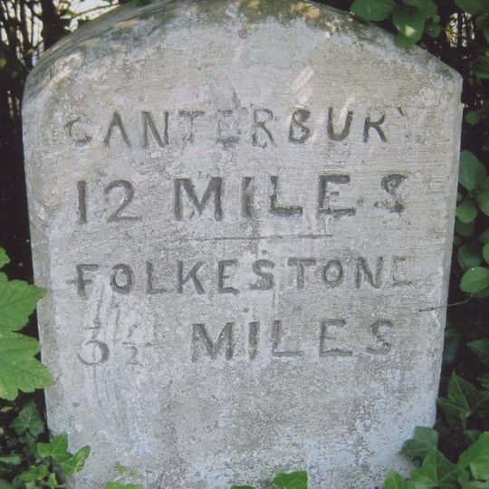Milestone, Canterbury Road, Densole, opp No. 289