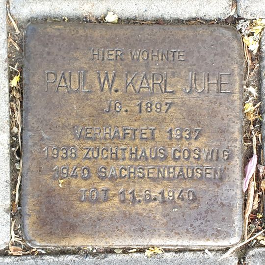 Stolperstein en memoria de Paul Walther Karl Juhe