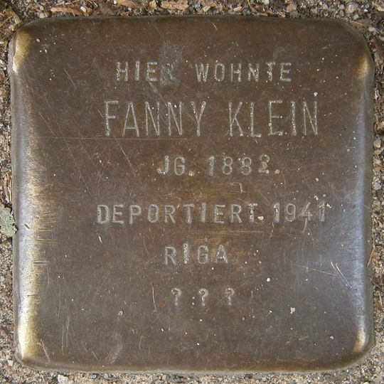Stolperstein dedicated to Fanny Klein