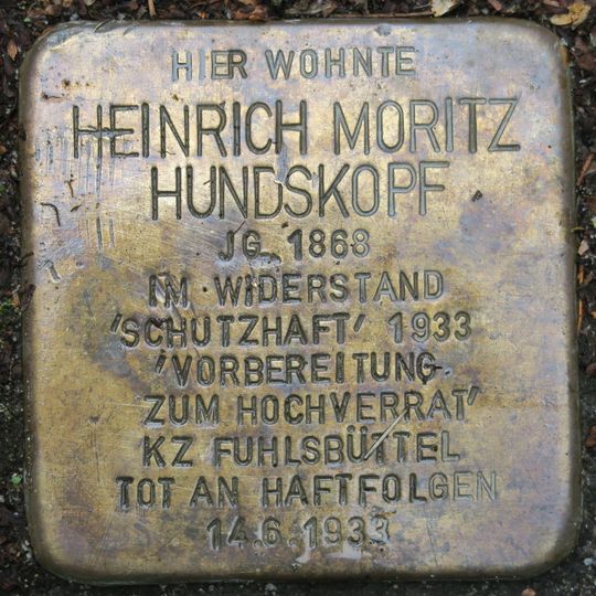 Stolperstein en memoria de Heinrich Moritz Hundskopf