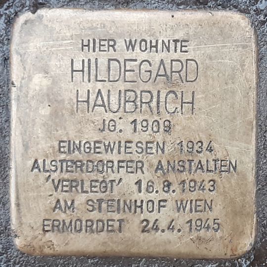 Stolperstein à la mémoire de Hildegard Haubrich