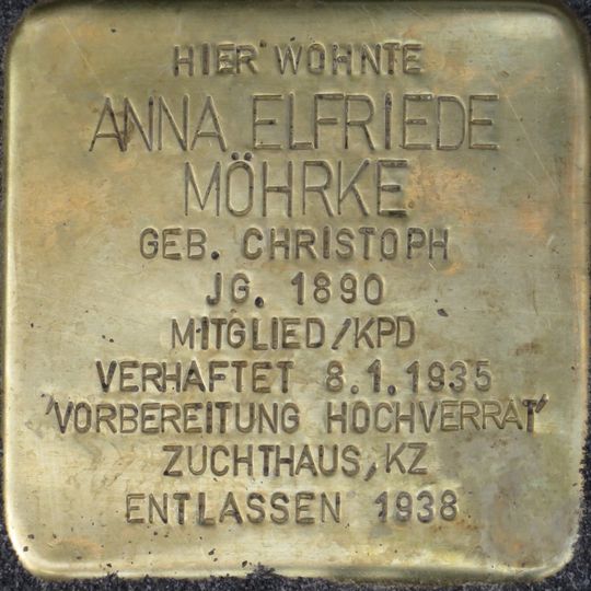 Stolperstein en memoria de Anna Elfriede Möhrke